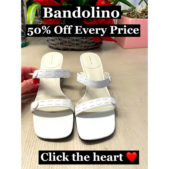 Bandolino Shoes - Bandolino White Kitten Heel leather sandals Sz 8M